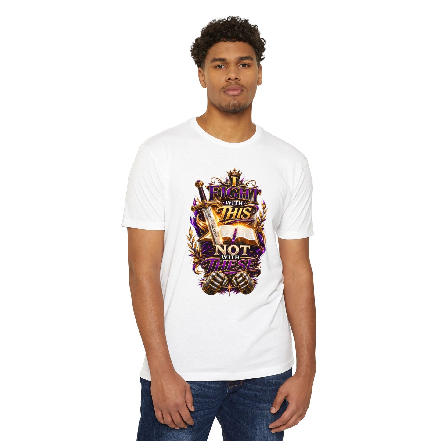 Christian Faith T-Shirt — "I Fight With This Not With These" Gospel Tee