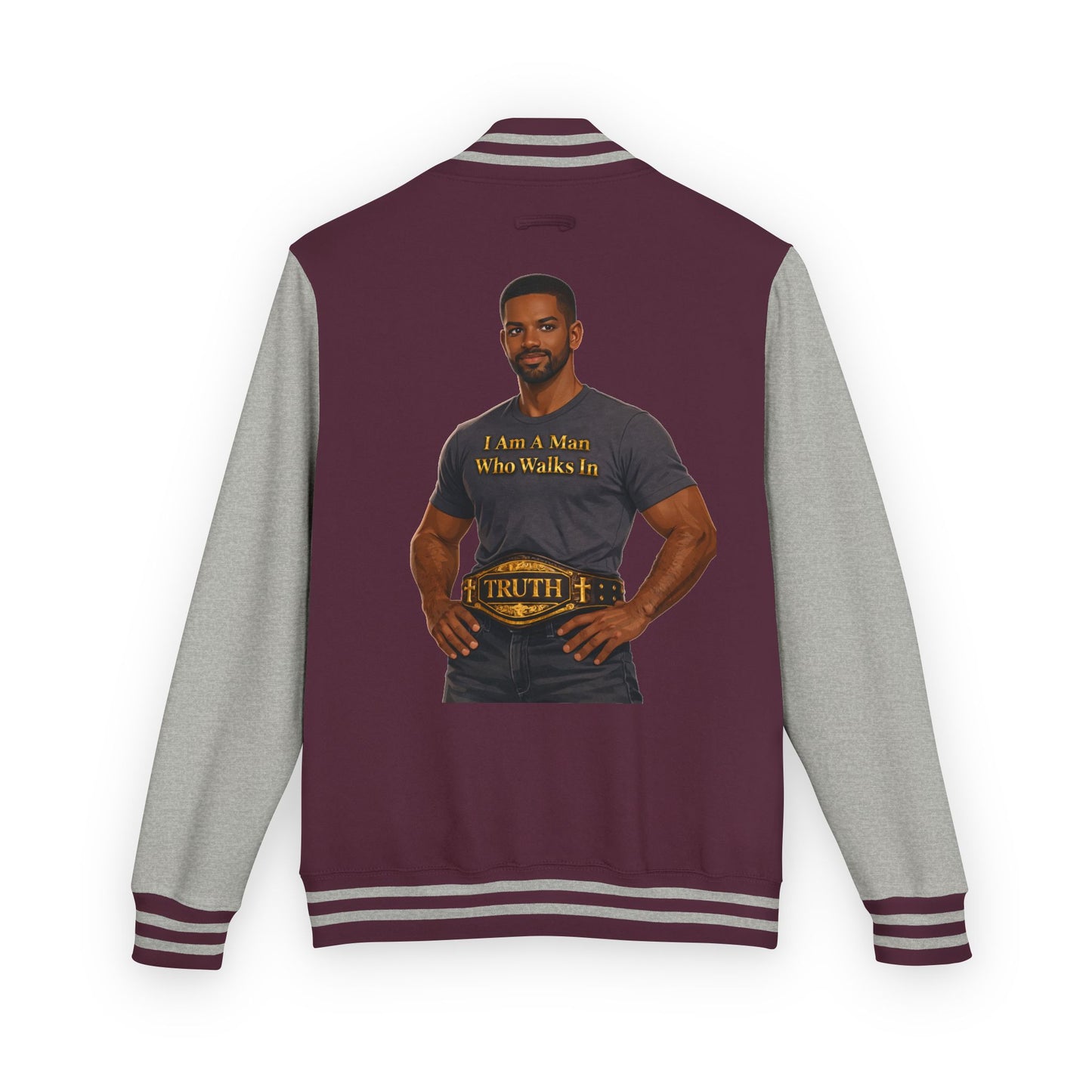 Letterman Jacket — "I Am a Man Who Walks in Truth" Graphic Varsity Jacket