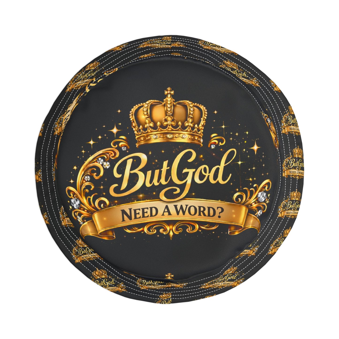 But God Bucket Hat — 'But God Need a Word?' Gold Crest Hat
