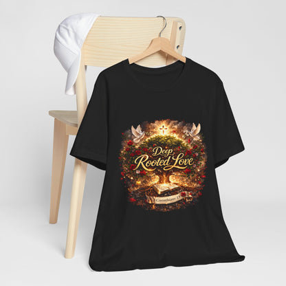 Deep Rooted Love T-Shirt – Christian Faith Scripture Tee (1 Corinthians 13)