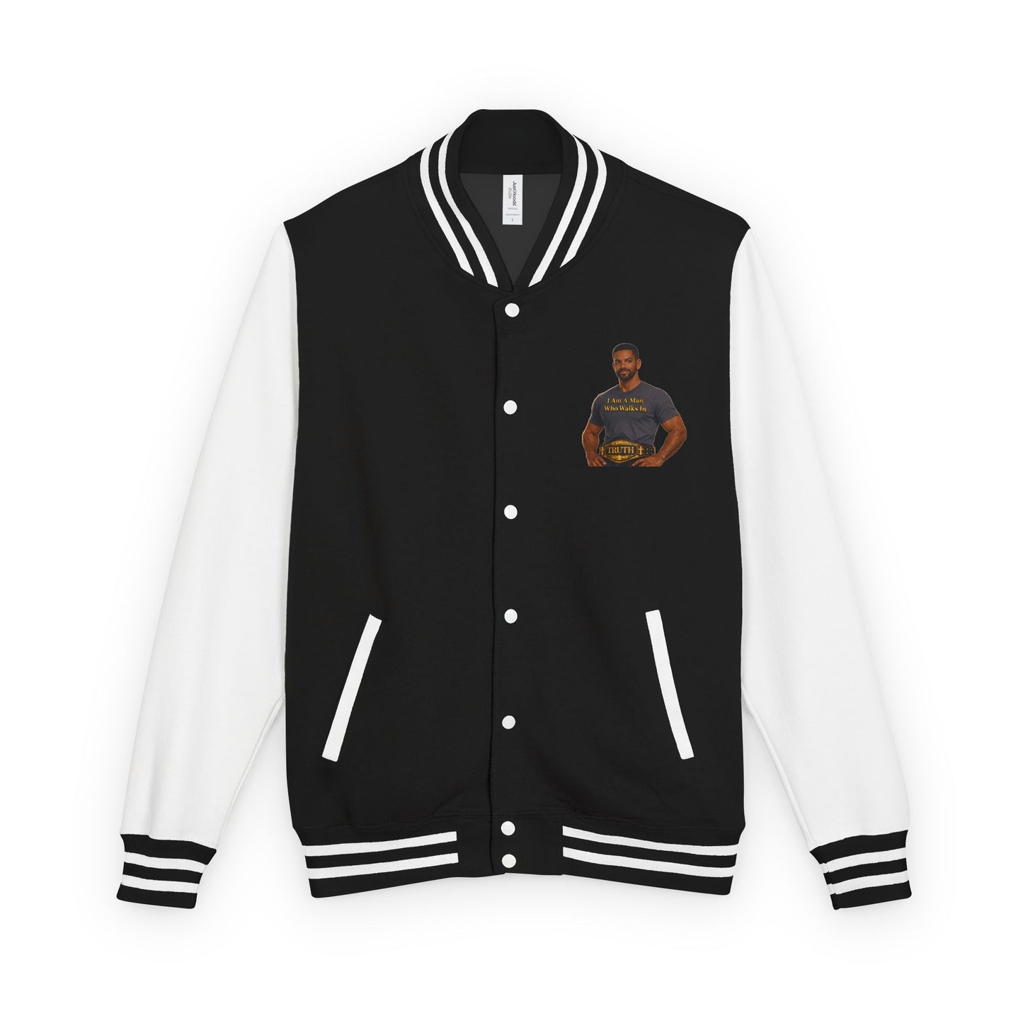 Letterman Jacket — "I Am a Man Who Walks in Truth" Graphic Varsity Jacket