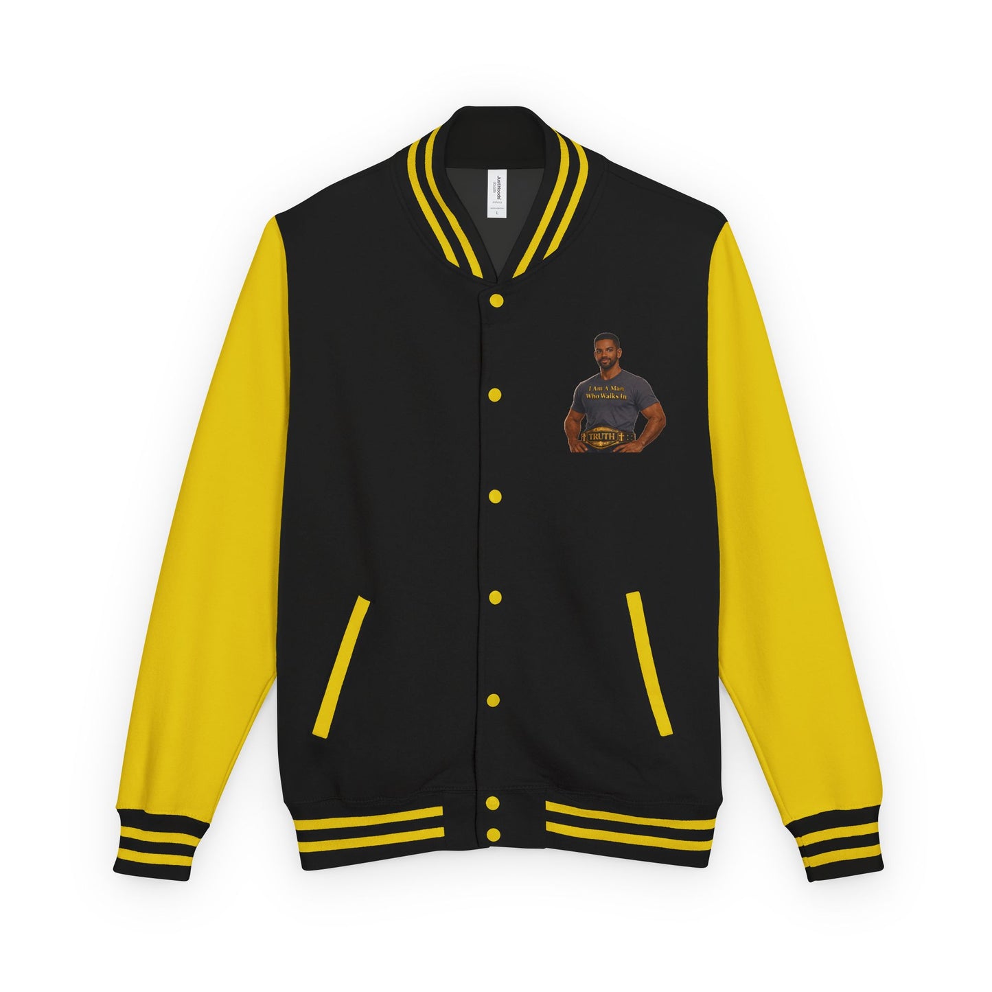 Letterman Jacket — "I Am a Man Who Walks in Truth" Graphic Varsity Jacket