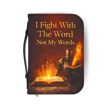 Bible Cover — "I Fight With The Word, Not My Words" Flame Armor Zippered Bible Case