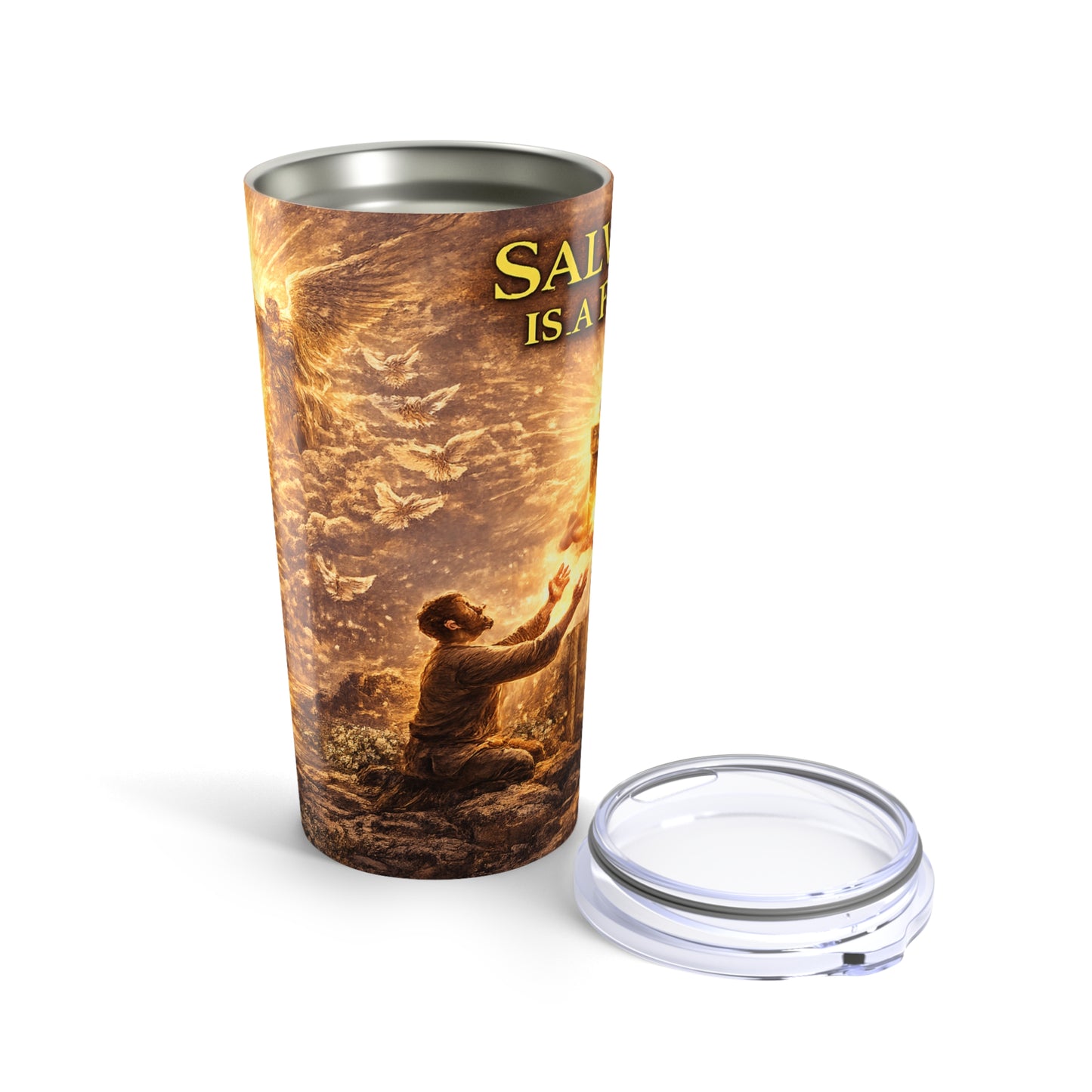 20oz Inspirational Christian Tumbler — "Salvation is a Gift" Scripture Travel Mug