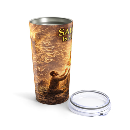 20oz Inspirational Christian Tumbler — "Salvation is a Gift" Scripture Travel Mug