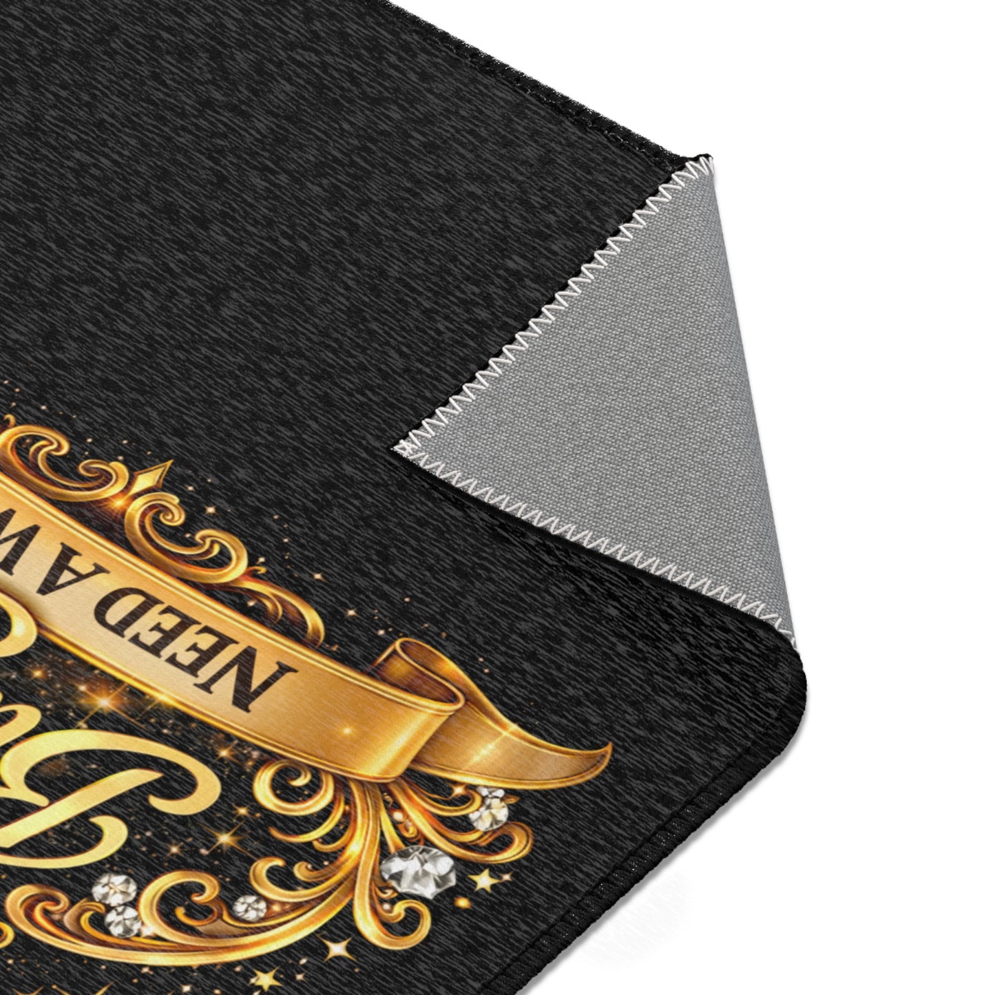 Area Rug — “But God Need A Word?” Gold Crown Decorative Accent Rug