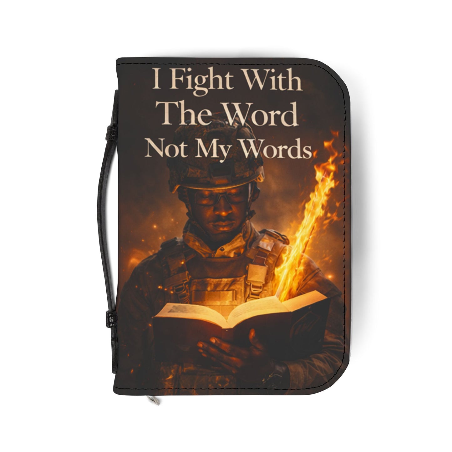 Bible Cover - "I Fight With The Word Not My Words" Christian Armor Zippered Bible Case
