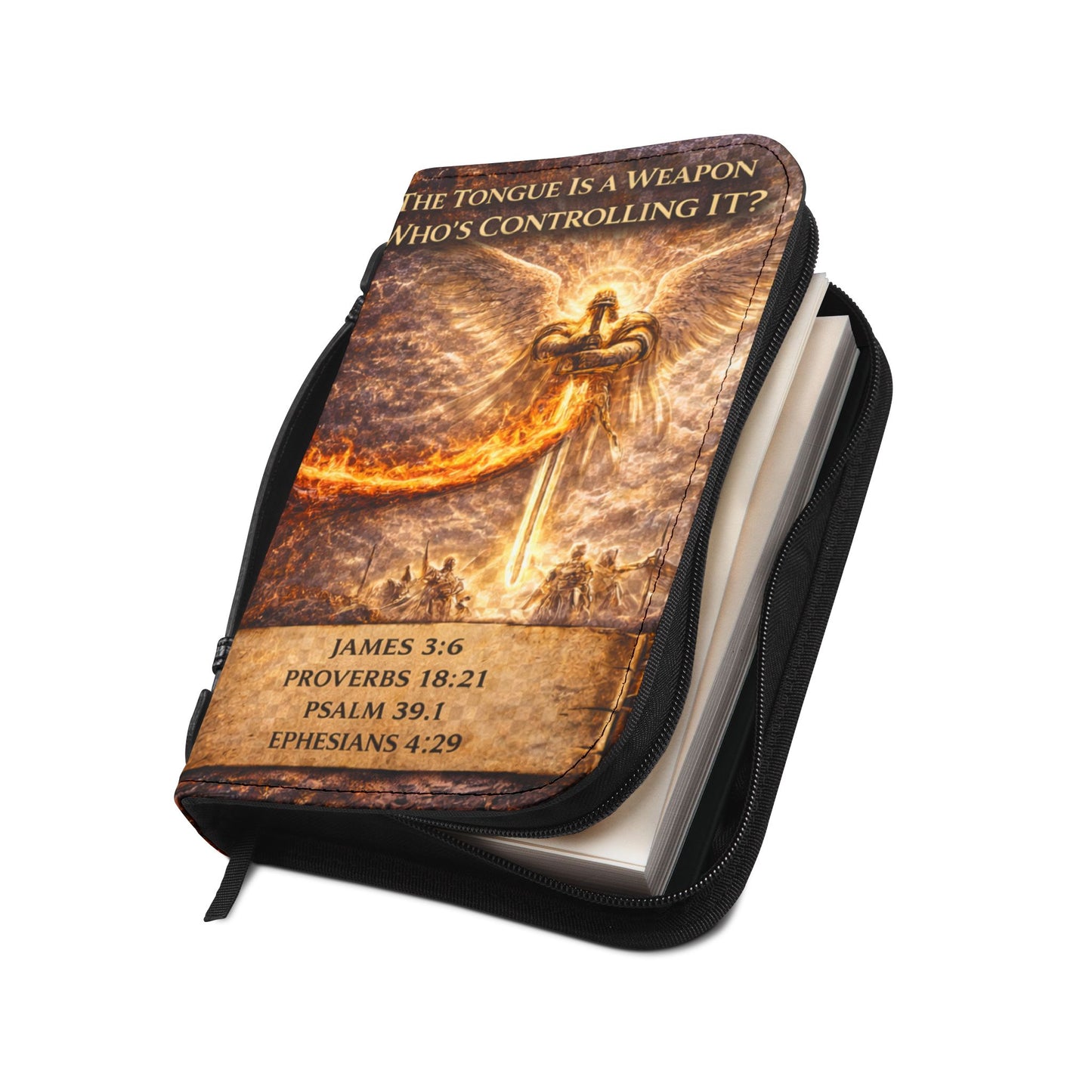 Custom Bible Cover "The Tongue Is A Weapon"