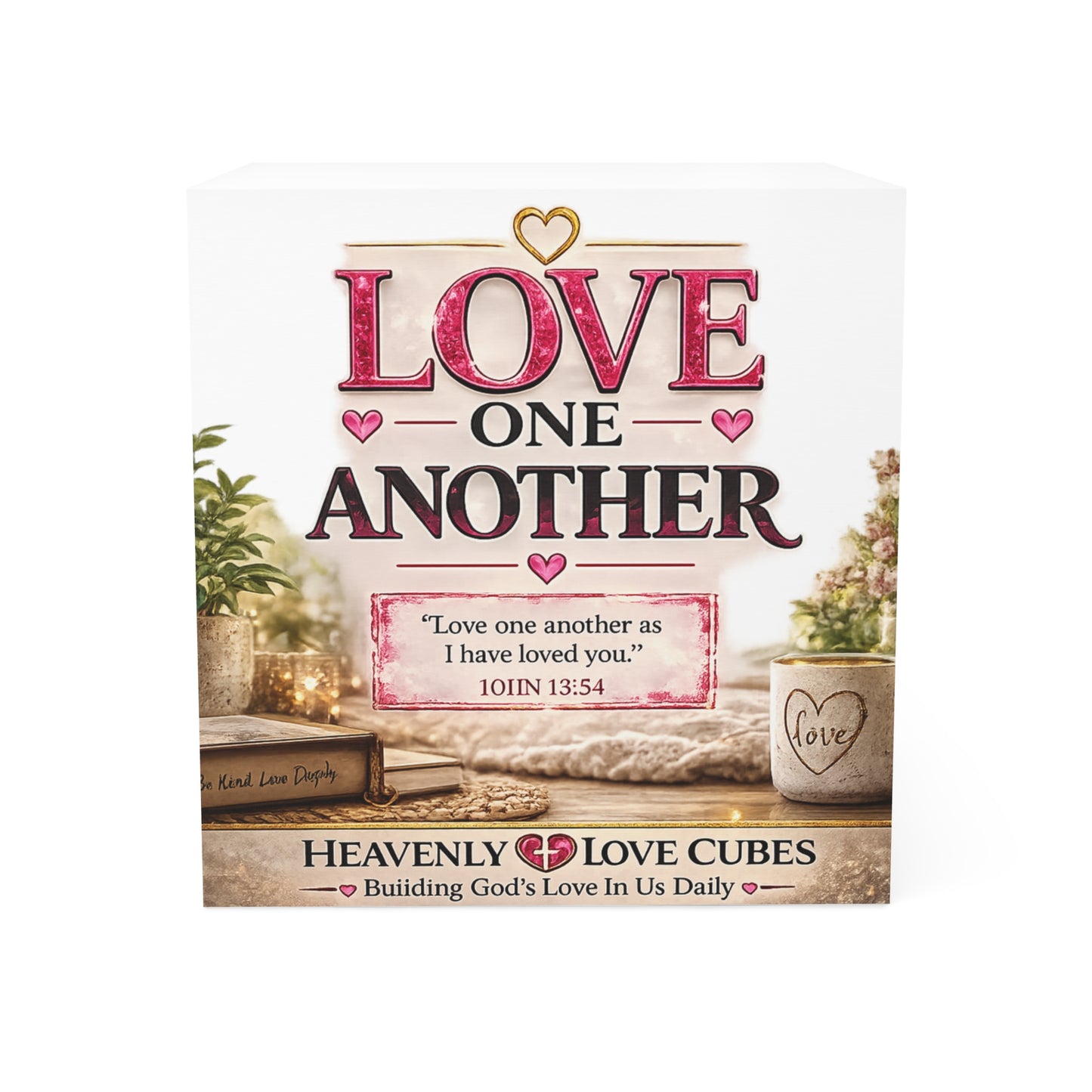 Heavenly Love Cube— "Love One Another" Inspirational Scripture Desk Notepad (John 13:34)