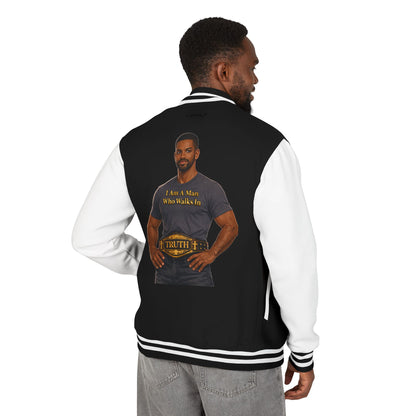 Letterman Jacket — "I Am a Man Who Walks in Truth" Graphic Varsity Jacket