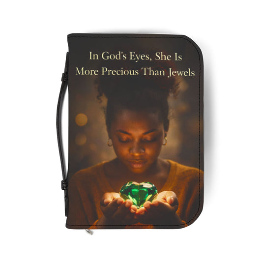 Bible Cover — "More Precious Than Jewels" Zippered Bible Case with Malachi 3:17 Verse