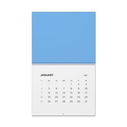2026 Minimal Blue Wall Calendar — Modern Monthly Planner