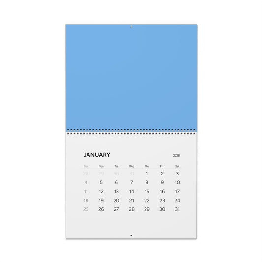 2026 Minimal Blue Wall Calendar — Modern Monthly Planner