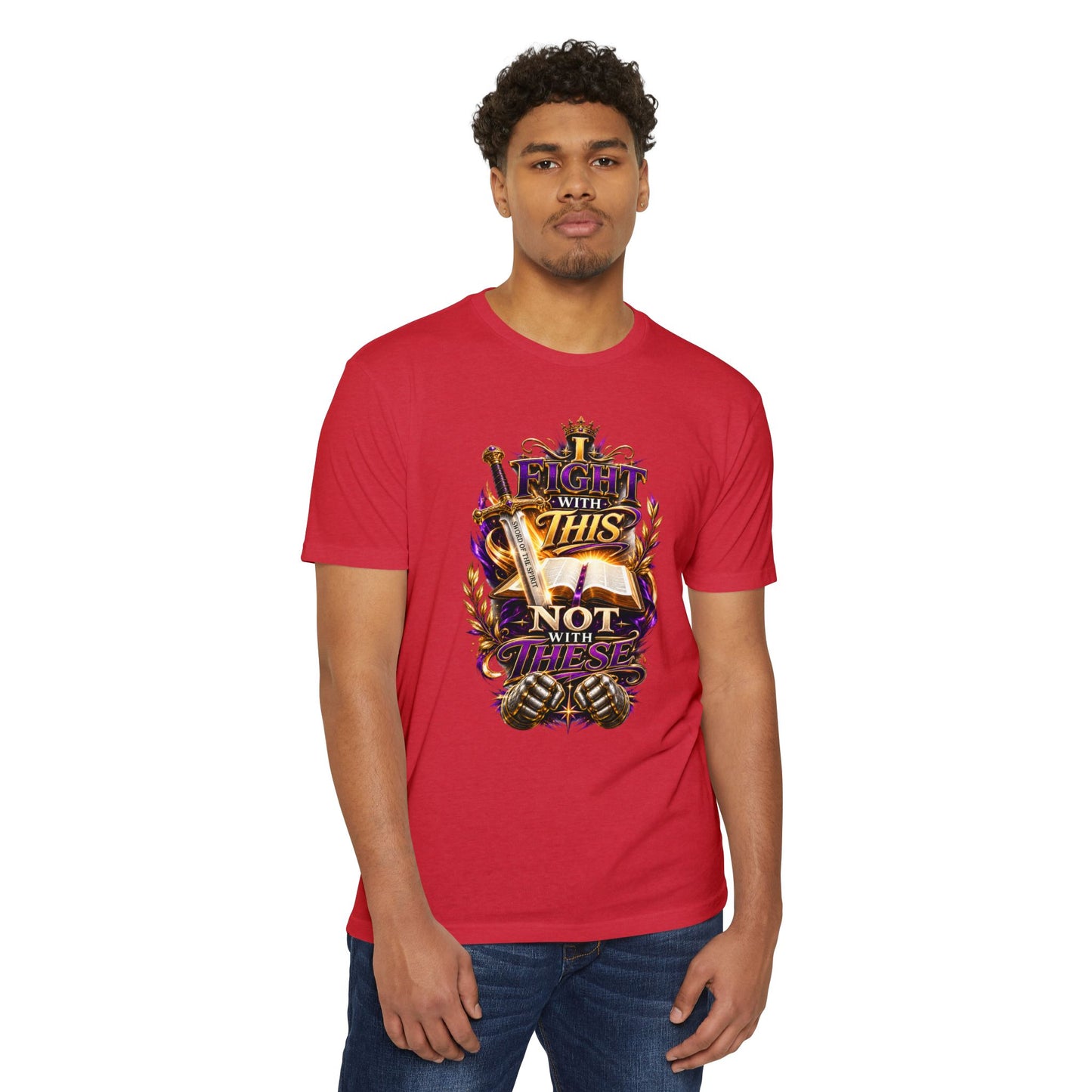 Christian Faith T-Shirt — "I Fight With This Not With These" Gospel Tee