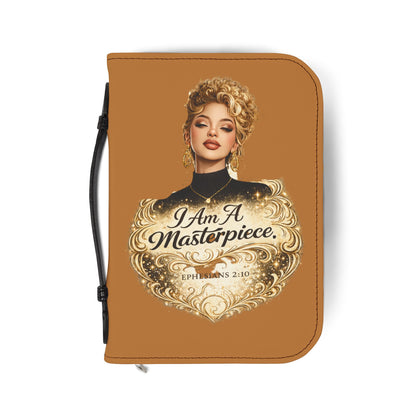 Bible Cover — "I Am A Masterpiece" Inspirational Scripture Zippered Cover (Ephesians 2:10)