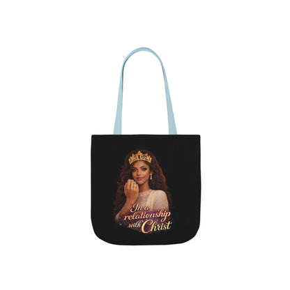 Christian Queen Tote Bag — "I'm in a Relationship with Christ" Canvas Tote