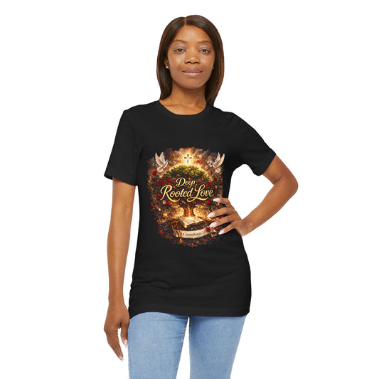Deep Rooted Love T-Shirt – Christian Faith Scripture Tee (1 Corinthians 13)
