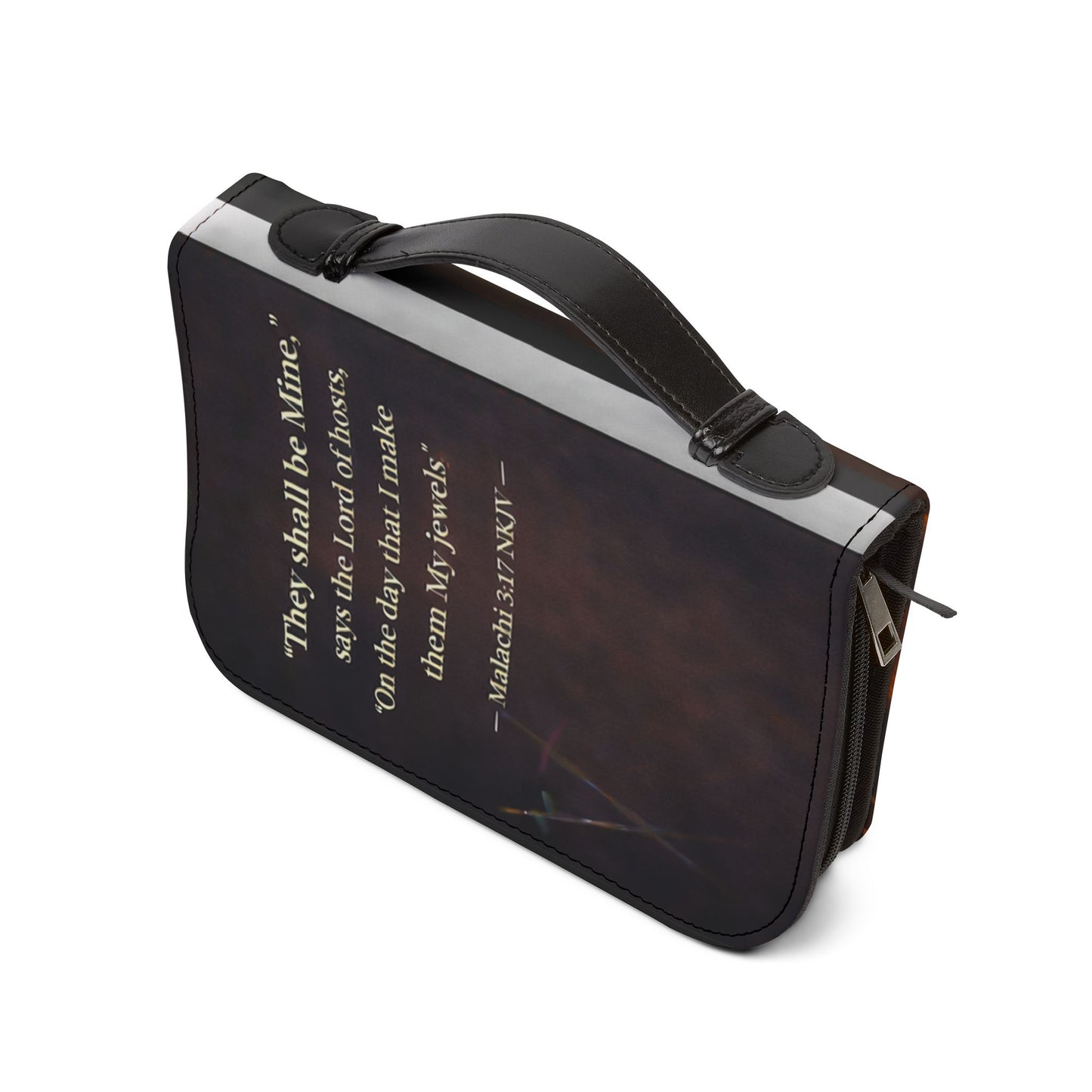 Bible Cover — "More Precious Than Jewels" Zippered Bible Case with Malachi 3:17 Verse