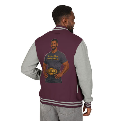 Letterman Jacket — "I Am a Man Who Walks in Truth" Graphic Varsity Jacket