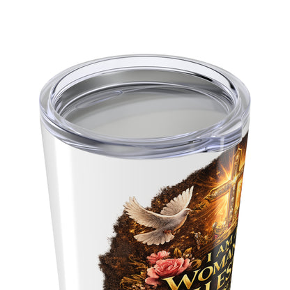 Christian Woman 20oz Tumbler — "I Am a Woman of High Esteem Because of Christ Jesus" Inspirational Travel Mug
