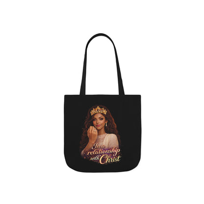 Christian Queen Tote Bag — "I'm in a Relationship with Christ" Canvas Tote