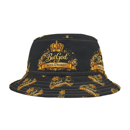 But God Bucket Hat — 'But God Need a Word?' Gold Crest Hat
