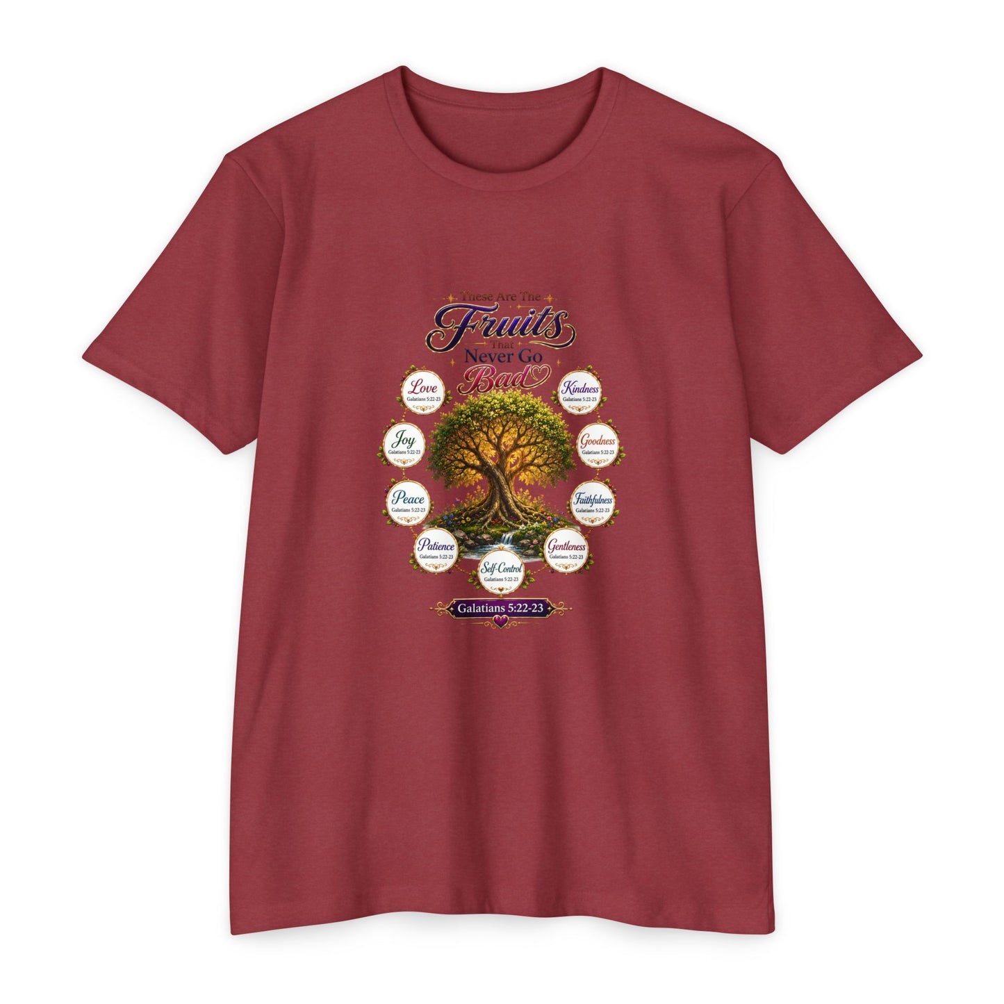 T-Shirt — Fruit of the Spirit Tree Design (Galatians 5:22-23)