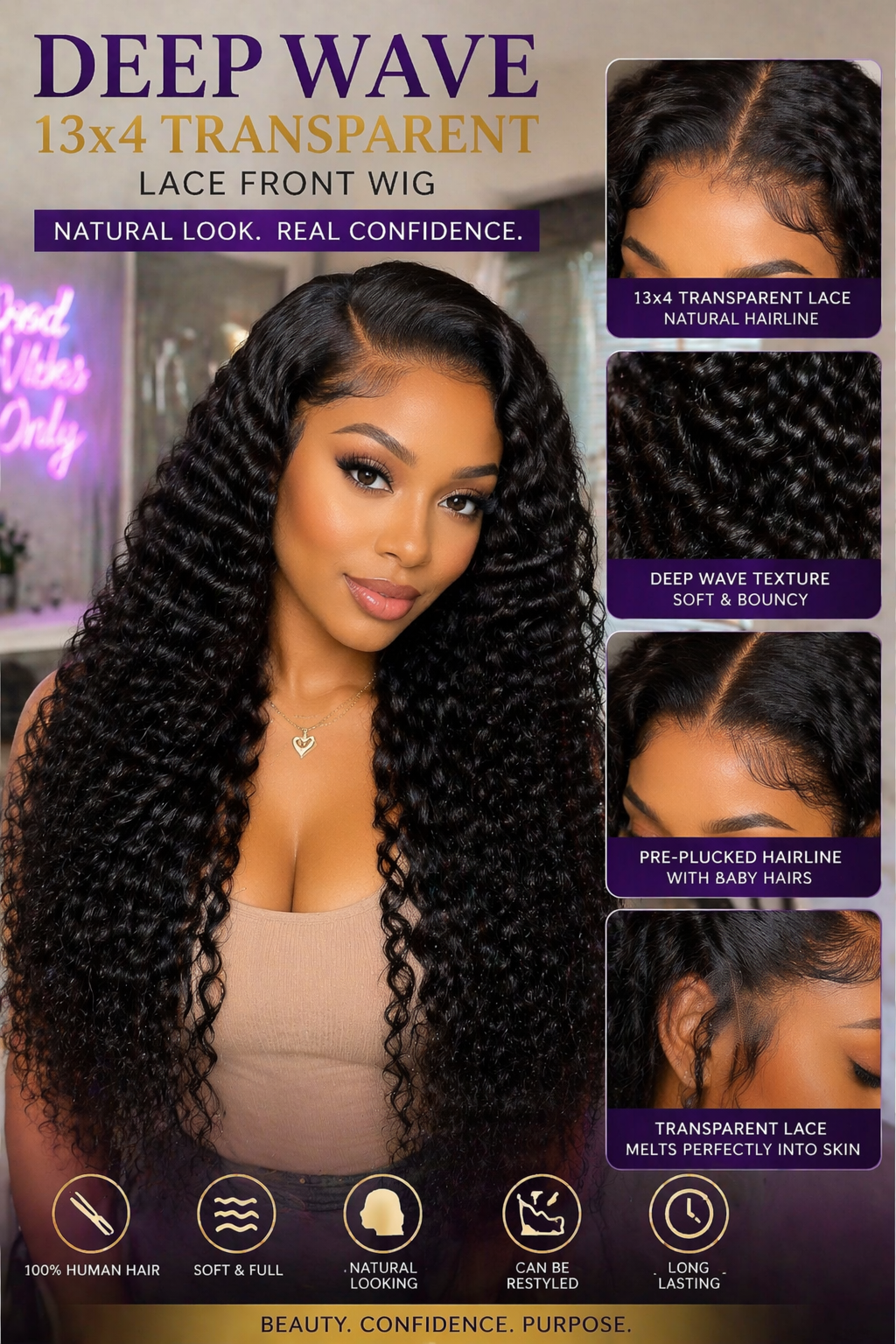 Deep Wave 13x4 Transparent Lace Front Wig