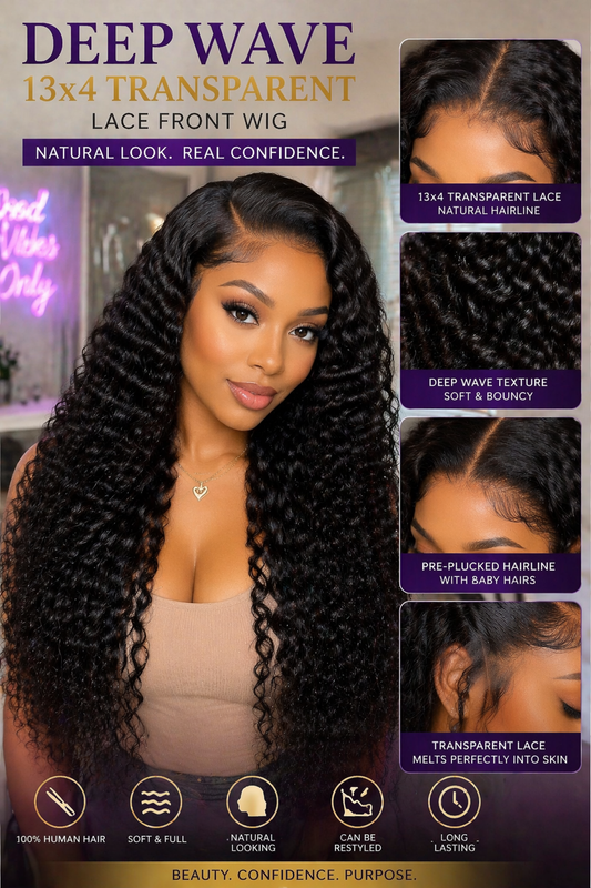 Deep Wave 13x4 Transparent Lace Front Wig