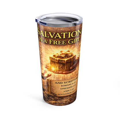 20oz Inspirational Christian Tumbler — "Salvation is a Gift" Scripture Travel Mug