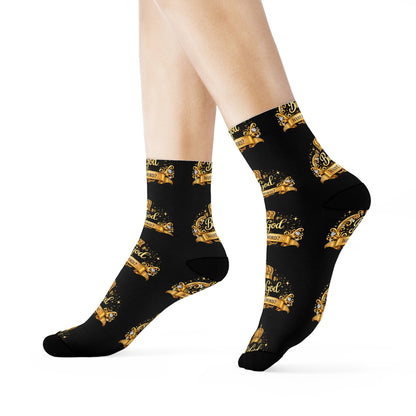 But God Crew Socks — Black & Gold Inspirational Crown Socks