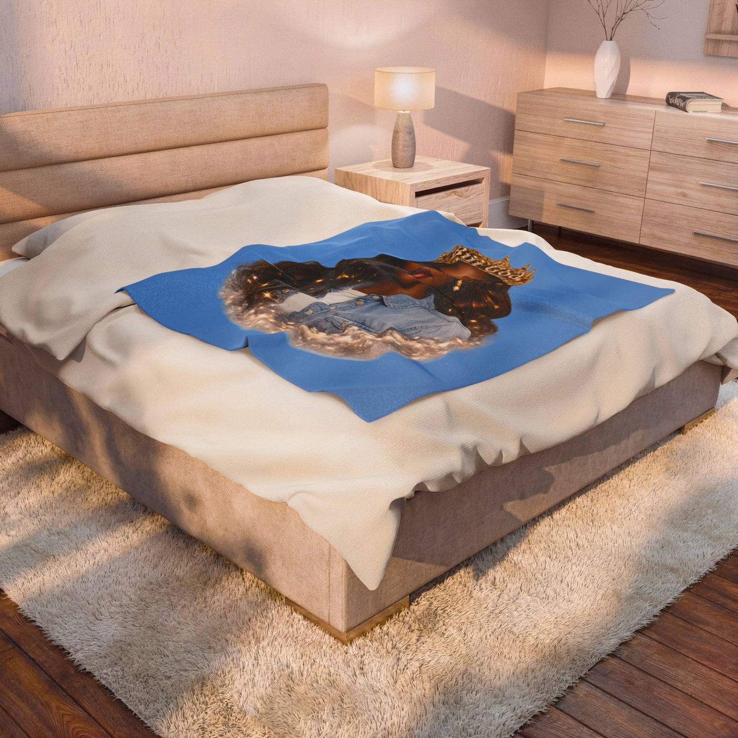 Plush Blanket — 'But God' Queen Portrait Velveteen Throw