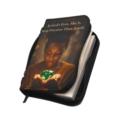 Bible Cover — "More Precious Than Jewels" Zippered Bible Case with Malachi 3:17 Verse