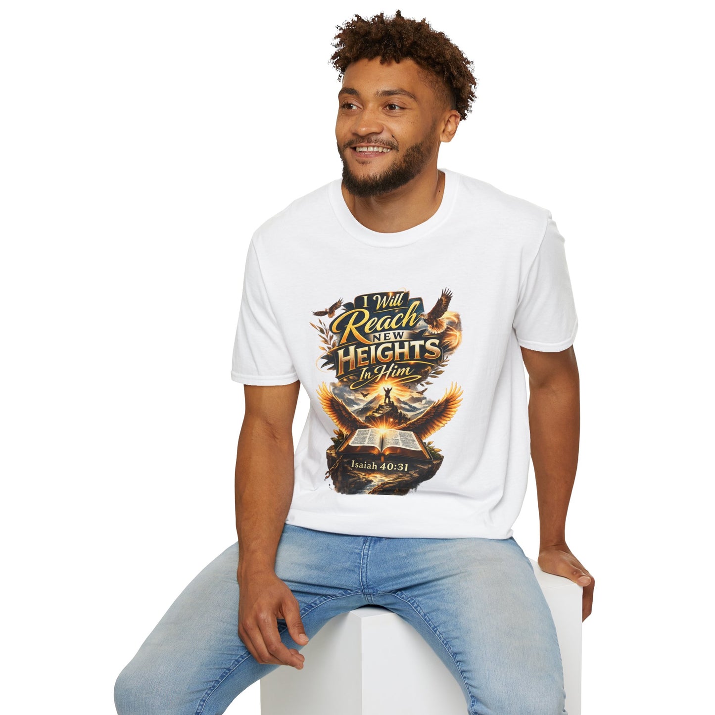 Will Reach New Heights T-Shirt — Isaiah 40:31 Inspirational Christian Tee