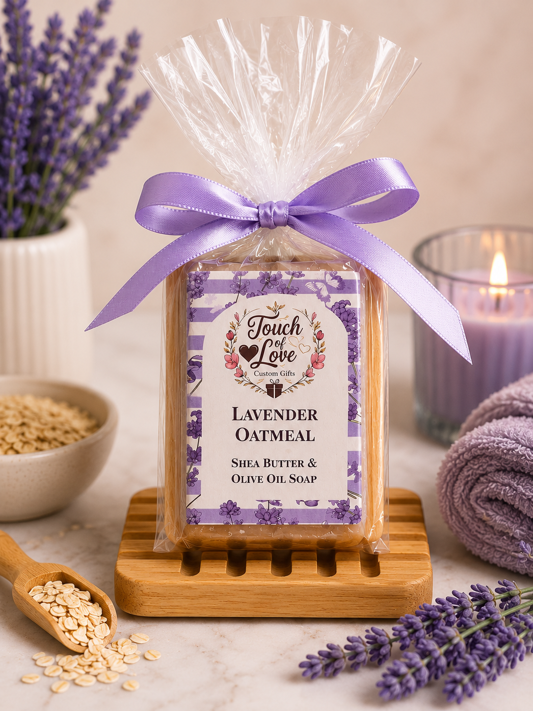 Lavender Oatmeal Soap & Soap Dish Gift Set