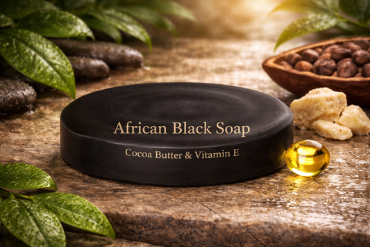 African Black Soap Cocoa Butter & Vitamin E (Single Bar)
